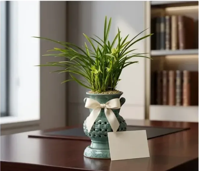 Cheolgol Sosim Cymbidium (Carved Pot)