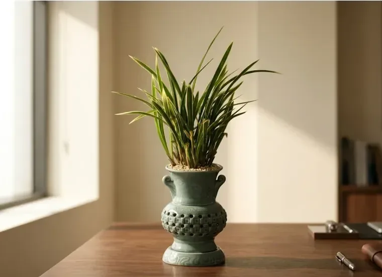 Hwangnyonggeum Cymbidium (Carved Pot)