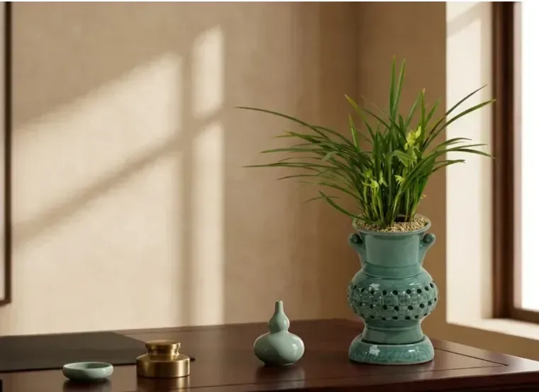 Cheolgol Sosim Cymbidium (Carved Pot)